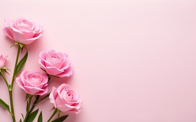 mother's day concept with pink flowers over pastel background. High quality
