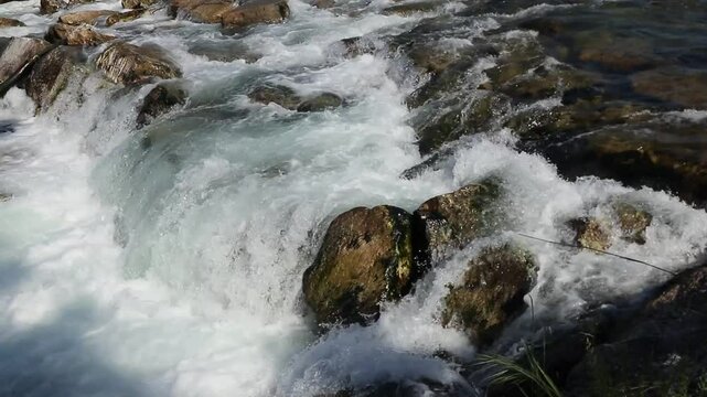 Rapids of the Adda river, near Rivolta D'Adda (Italy)