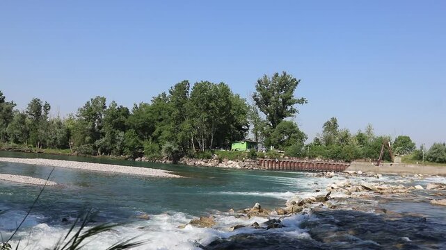 Rapids of the Adda river, near Rivolta D'Adda (Italy)