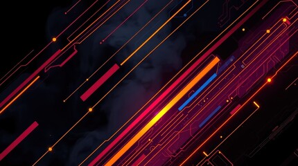 Fototapeta premium Abstract digital art with glowing lines and dark background