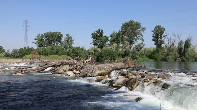 Rapids of the Adda river, near Rivolta D'Adda (Italy)