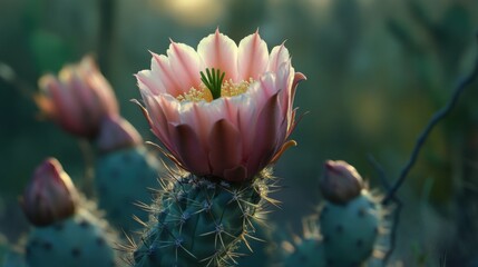 Close-up of a blooming desert cactus flower.