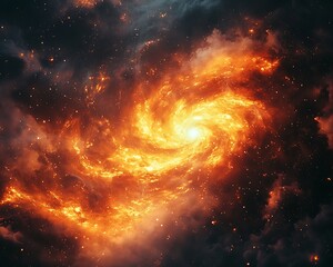 Fiery cosmic swirl, nebula (2)
