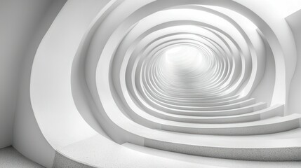Abstract white spiral architectural interior