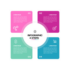 Circle chart infographic template with 4 options for presentations. Vector illustration Eps