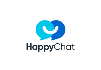 happy smile talk logo. online chat logo communication concept vector design	
