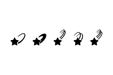 Falling Star Icons – Collection of Falling Star Symbol Silhouettes