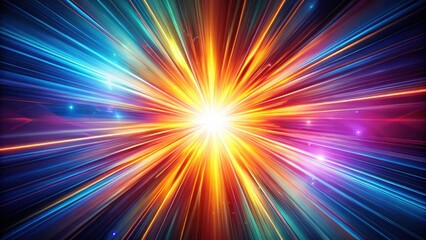 Obraz premium Vibrant abstract light burst radiating through darkness with swirling shapes and colors , abstract, light, abstract