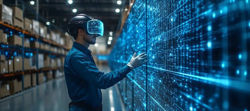 Futuristic VR solution for automated warehouse control and logistics powered by industrial revolution technologies
