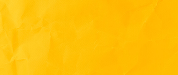 Texture colorful crumpled yellow blank paper background.