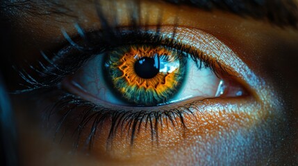 Fototapeta premium Close up of a human eye with a unique and colorful iris.