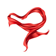 Abstract Red Silk Fabric Swirling in Motion on a transparent background