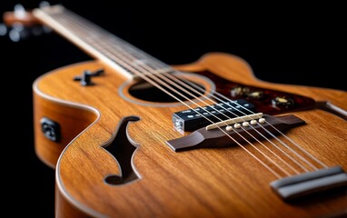 Fototapeta premium Mahogany Archtop Guitar CloseUp Rich Tones