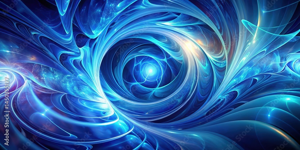 Fototapete Abstract Swirling Pattern of Blue and White Lines Creating an Optical Illusion of Depth and Dimension