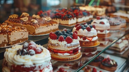 Sweet treats displayed in a pastry shop