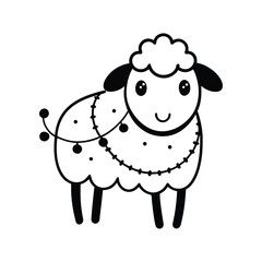 Obraz premium line art vector of a sheep