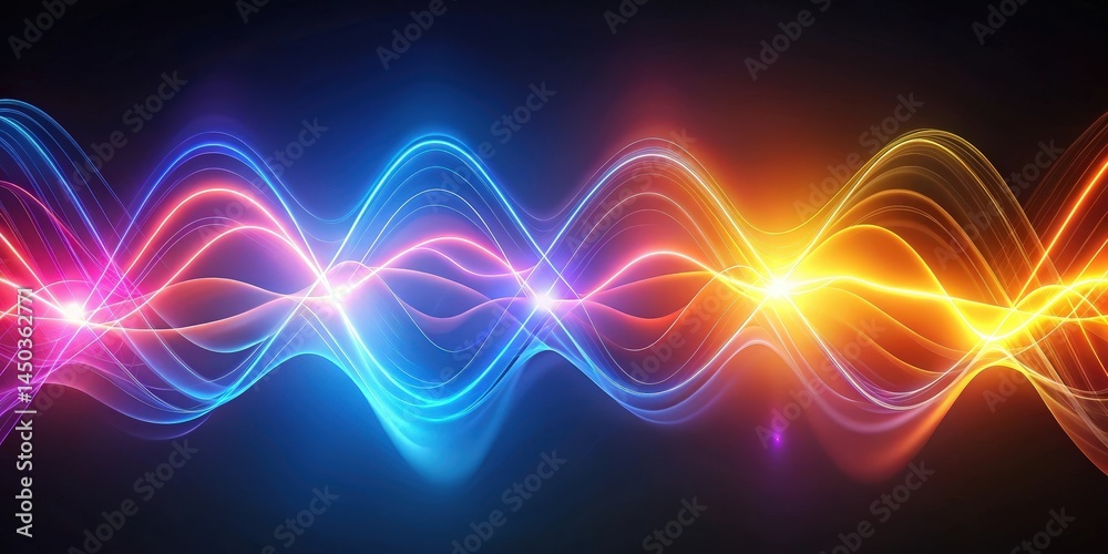 Leinwandbilder abstract digital wave pattern with vibrant color gradient and glowing light effects