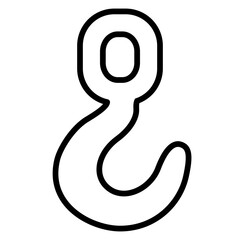 Simple Black and White Outline Illustration of a Lifting Hook