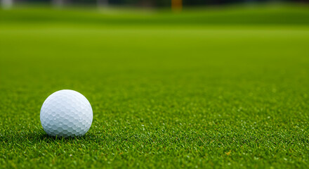 Close-Up of Golf Ball on Bright Green Turf in Natural Setting