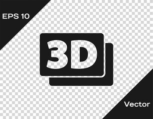 Black 3D word icon isolated on transparent background. Vector