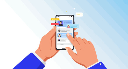 A Hand Holding a Smartphone with Colorful App Notifications