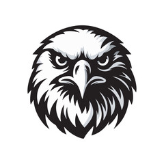 Eagle Head in Monochrome Circular Emblem Style