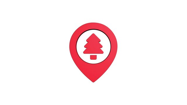 park location 3d pin animation of red spinning in Green, blue, black & white background. rotating on 4k graphic pins gps pointer map