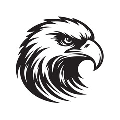 Eagle Head in Monochrome Circular Emblem Style