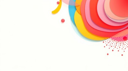 Fototapeta premium Colorful abstract art with layered circles, dots, and curves on white background