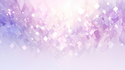 Abstract festive background texture featuring scattered diamond shaped glitter fragments in shades of purple and pink against a light backdrop with bokeh. 