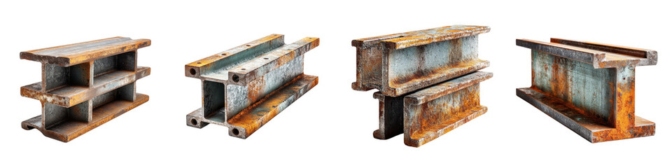 Rusty metal beams and girders from an old industrial warehouse or workshop