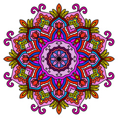 Blossom  Mandala shape, Circular pattern in form of mandala, tattoo, decoration. Decorative ornament in ethnic oriental style. Vintage decorative elements. Oriental pattern, vector illustration