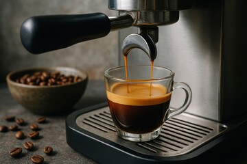 Espresso machine brewing coffee.