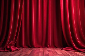Fototapeta premium Luxurious velvet curtains, deep crimson folds , seamless, background, photography