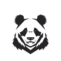 Fototapeta premium Geometric Style Panda Head Black and White Illustration