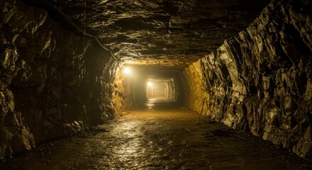 Obraz premium Dark, stone tunnel