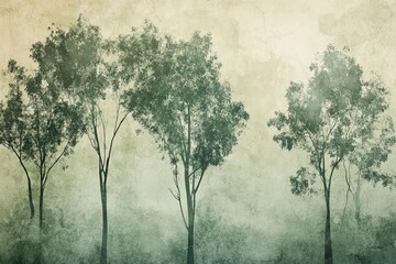 Water color Trees on a grunge texture background