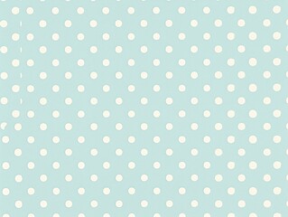 Simple seamless pattern background featuring classic white polka dots evenly spaced on a pastel light blue textured paper surface. 