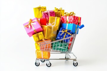 A shopping cart isolated on white background