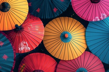 Colorful Paper Umbrella Holiday Display