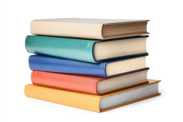 A stack of books isolated on white background