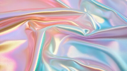Iridescent pastel fabric with soft folds and flowing texture.