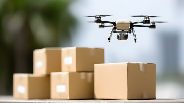 packages on a residential rooftop in a hyper-connected city
