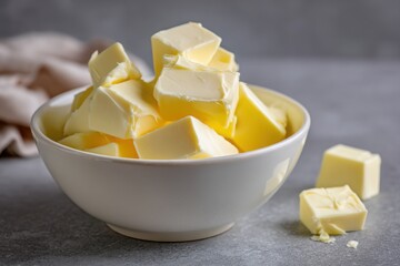 Cubes of butter in a bowl.