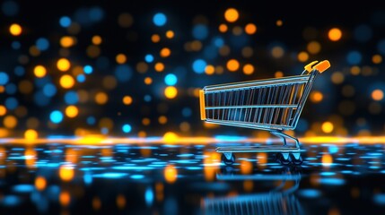 Empty shopping cart with bokeh background