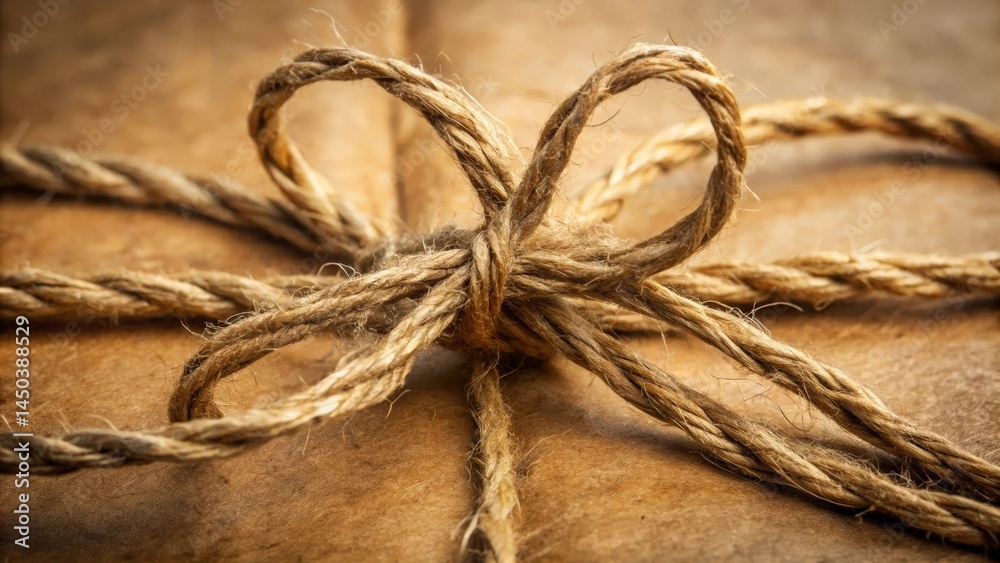 Aufkleber a close-up of a knotted rope tied around a rustic brown paper surface, showcasing the intricate deta