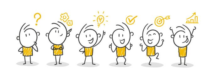 Strichfiguren / Strichm&auml;nnchen / Stick Figures: Business, Startup, Probleml&ouml;sung, Konzept, Planung. (Nr. 841)