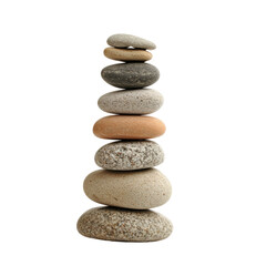 Balanced stones stacked in a tower, various colors and textures.  The stones are carefully positioned to create a stable, vertical structure