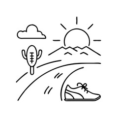 early morning run icon, early morning run line art - simple line art of early morning run, perfect for early morning run logos and icons