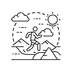 early morning run icon, early morning run line art - simple line art of early morning run, perfect for early morning run logos and icons